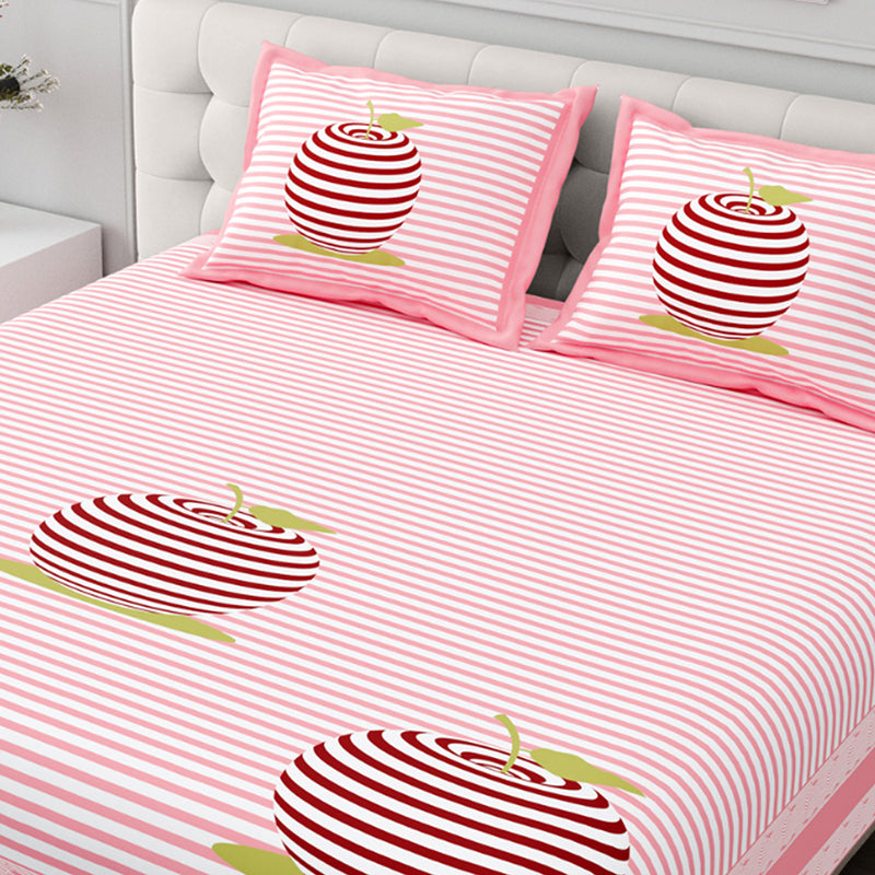 Illusion Stripey Cherry Cotton Bedsheet (Pink) - 200 TC media 4