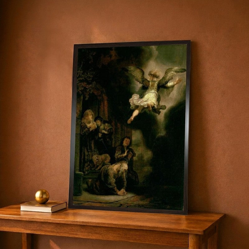 The Archangel Raphael Taking Leave of the Tobit Family, 1637 Canvas Wall Painting - 9 x 12 Inches