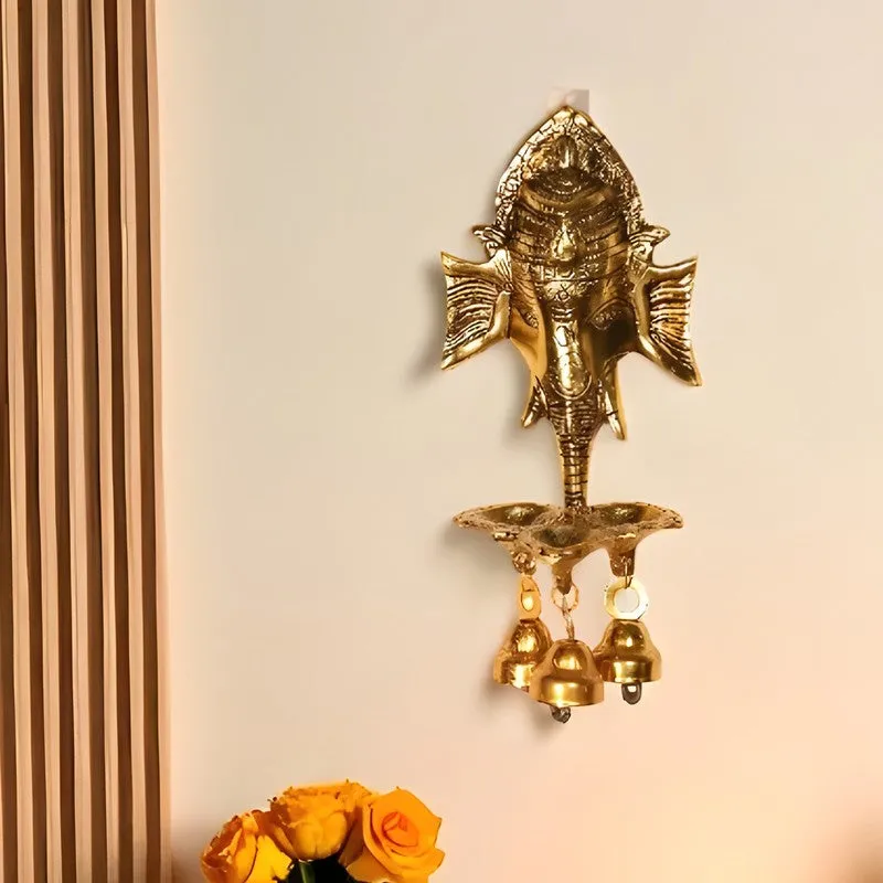 Ethereal Ganesh Idol Brass Bell Glow Diyas media 4