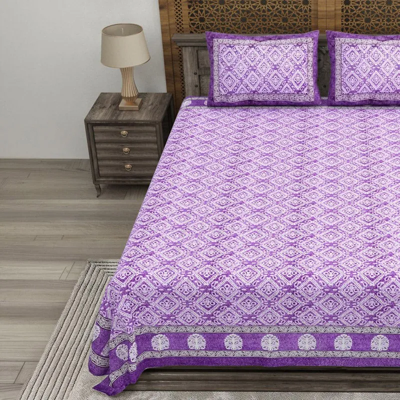 Geoo Cotton Bedsheet (Purple) - 240 TC media 3