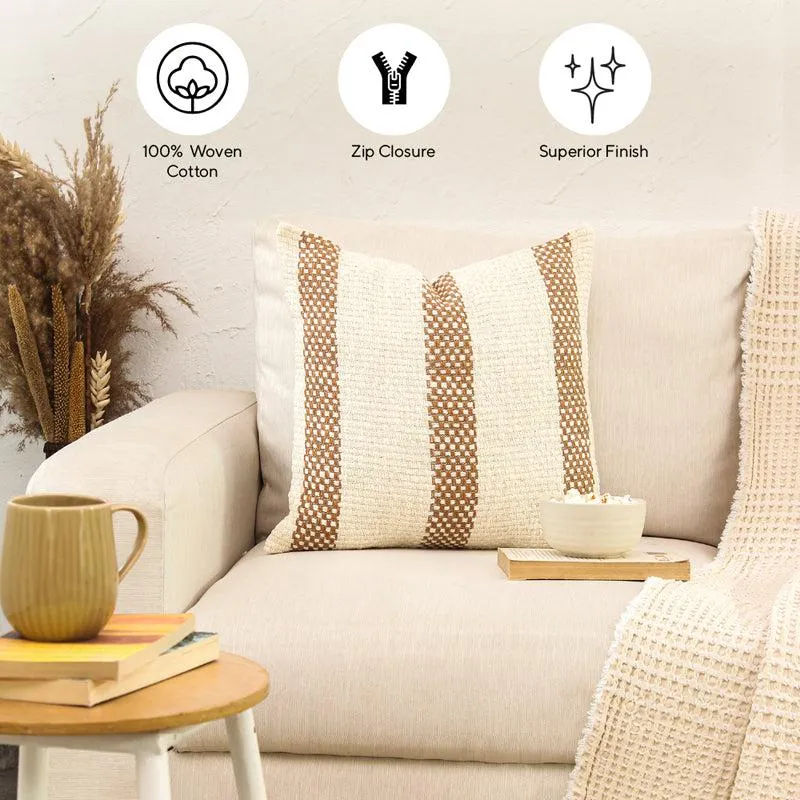 Shivalik Striped Cushion Cover (Brown) - Set Of Two media 5