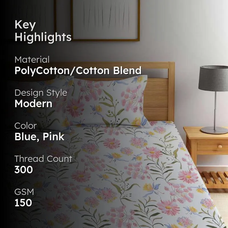 Luxe Florals Printed Bedsheet - 150 GSM media 2