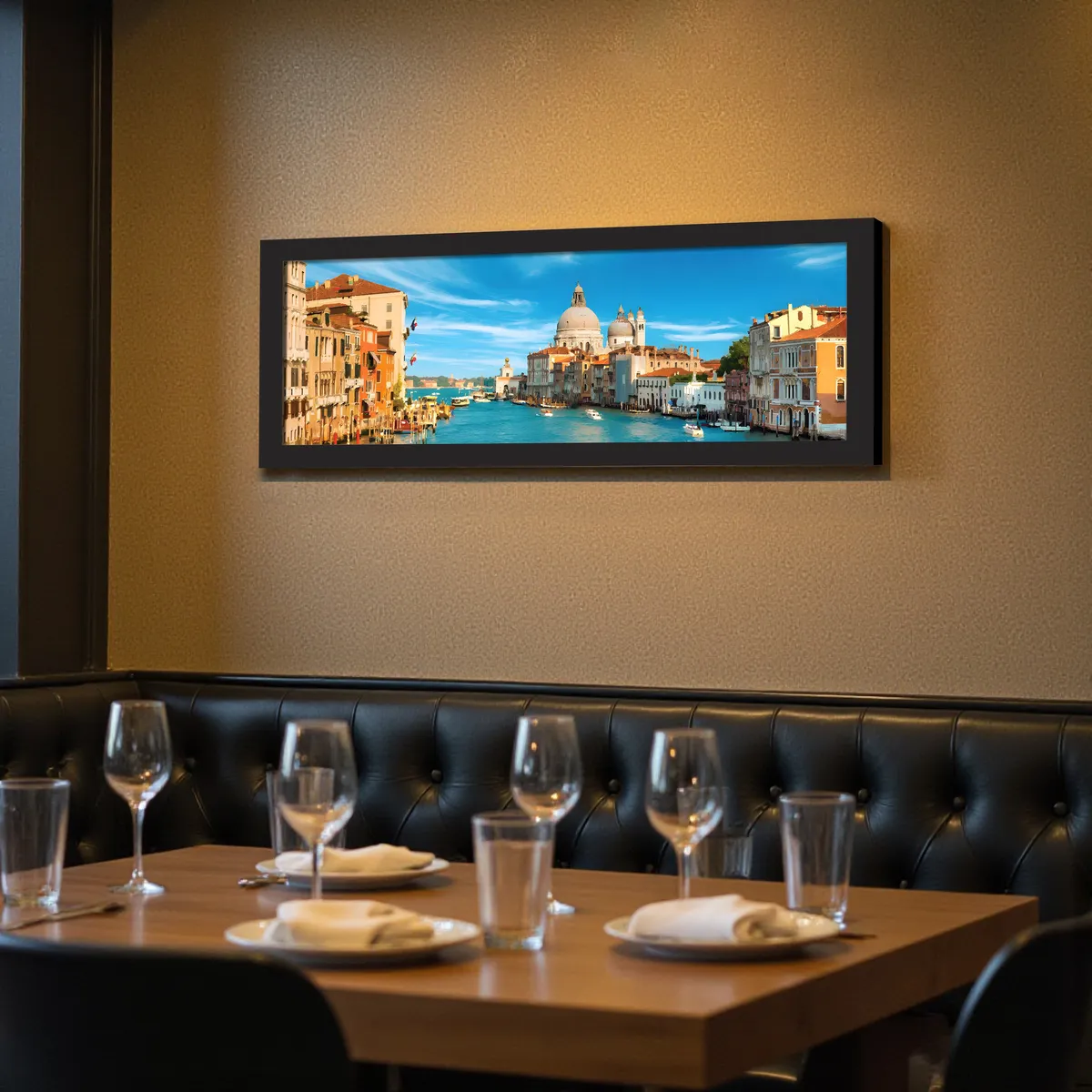Aquarel Scenic Canal City Wall Art With Frame media 6