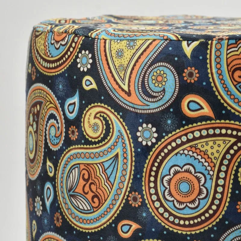 Navine Paisley Multicolor Engineered Wood Ottoman - 4