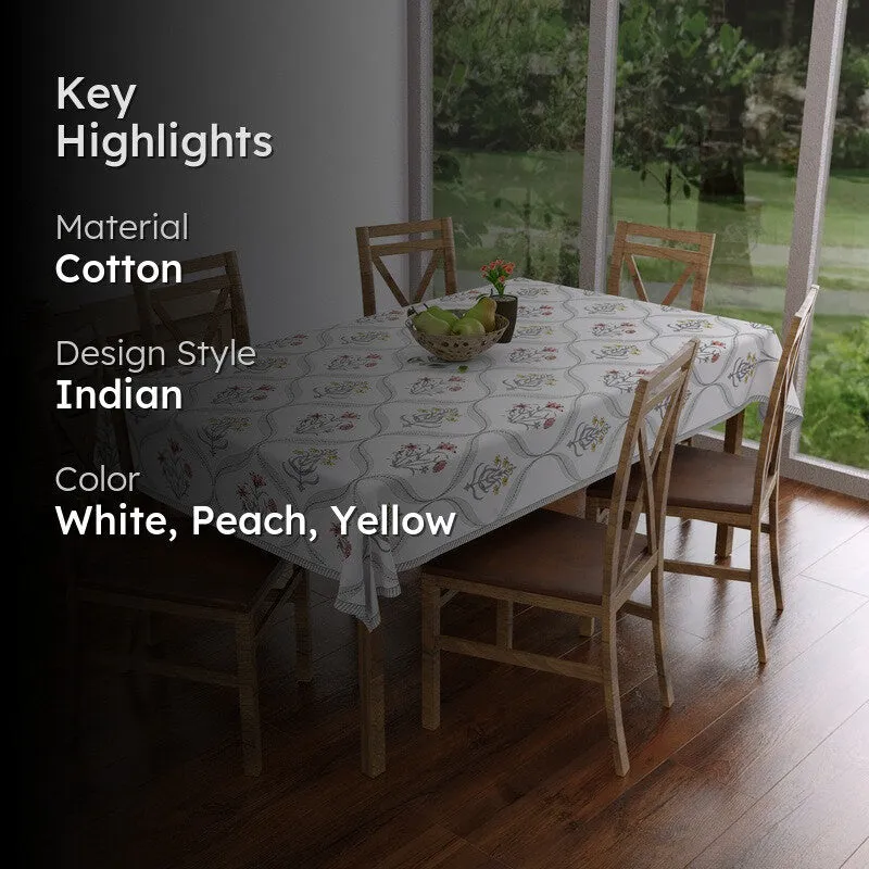 SignatureWhite Cotton Table Cover - Peach,Yellow media 2
