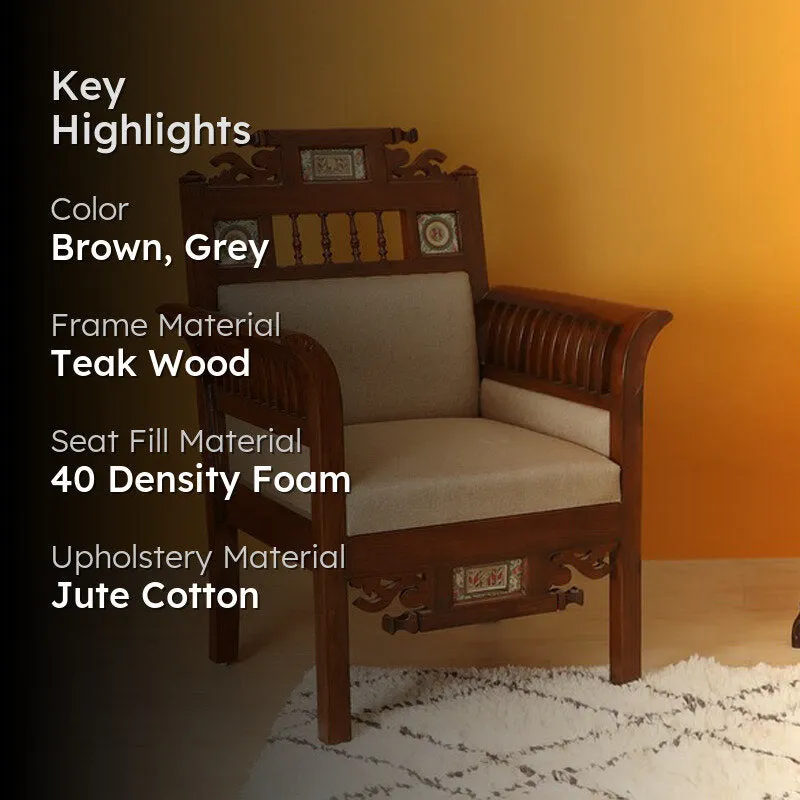 Maharaja Teak Wood Accent Chair media 2