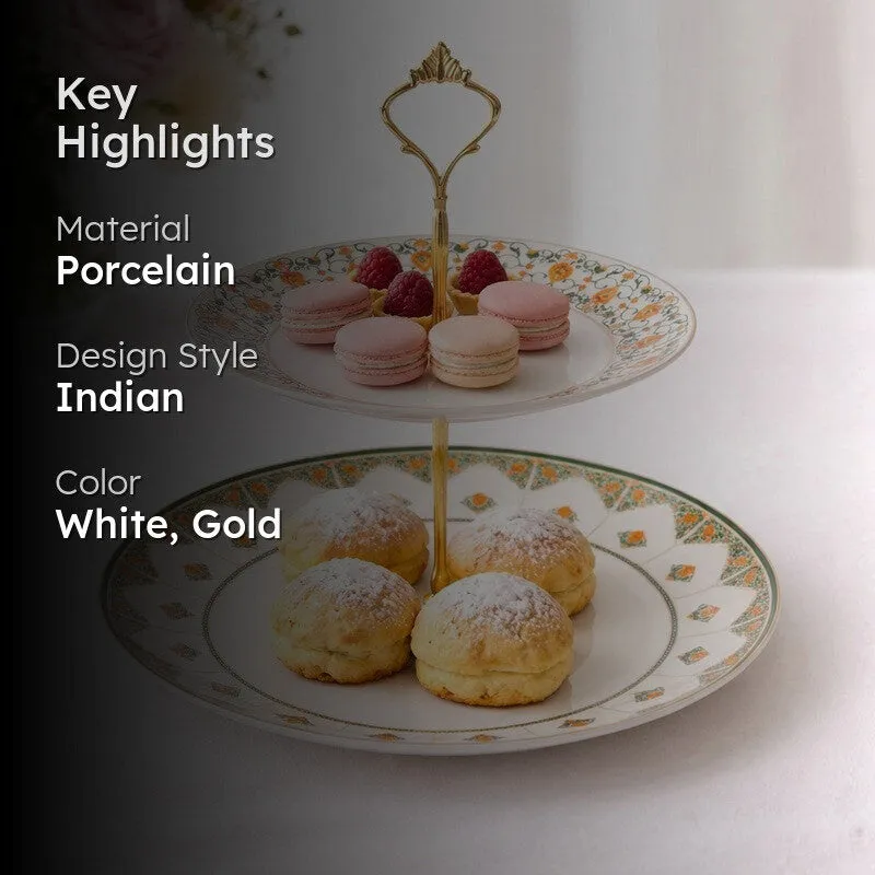 LuxeServe Tiered Cake Stand - White,Gold media 2
