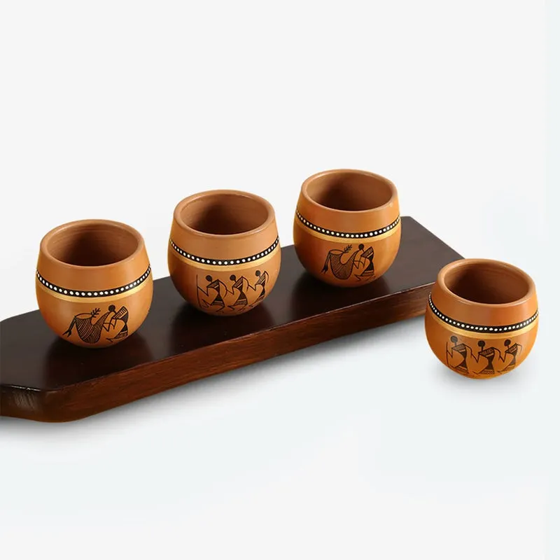 Warli Mesmerize Handpainted Kulhad (220 ML) - Set Of Four media 3