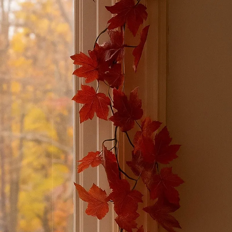 Artificial Orange Maple Leaf Vine - Set Of Two media 4
