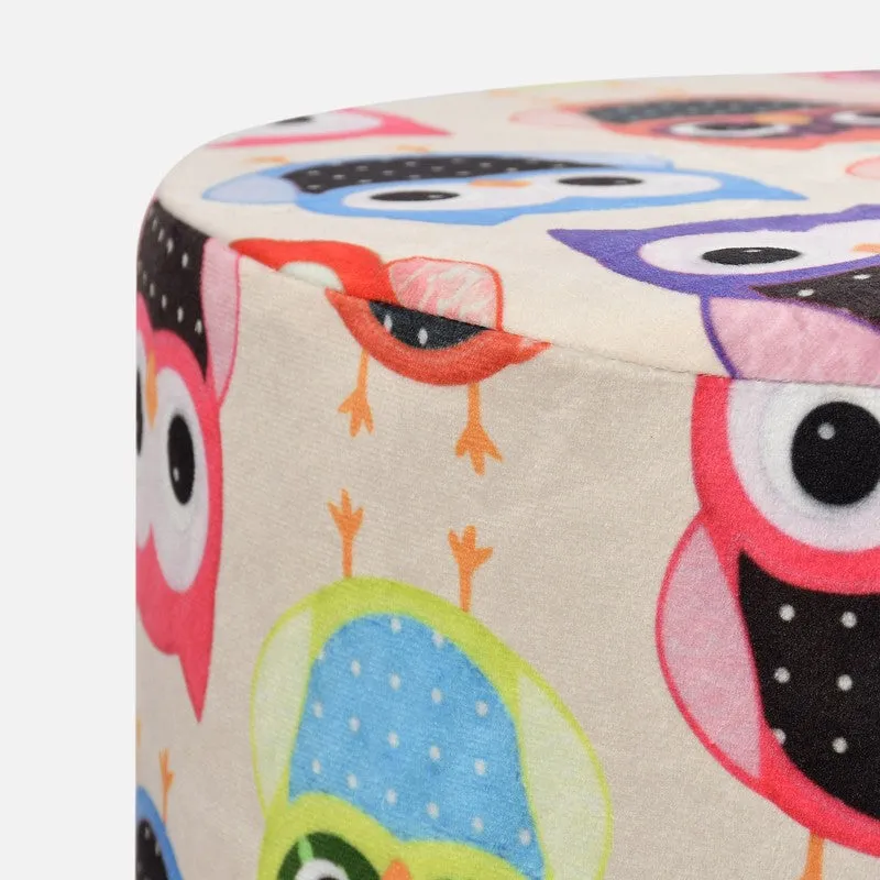 Hootsy Owl-print Velvet Ottoman - Multicolor media 4