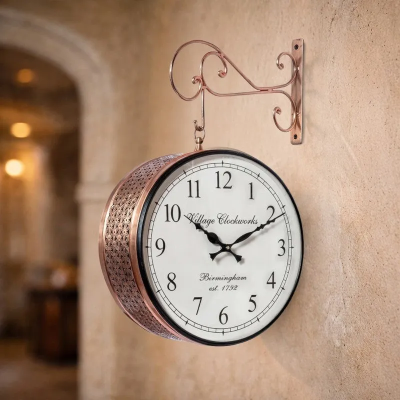 Platform Precision Double - Sided Vintage Wall Clock - Copper media 1