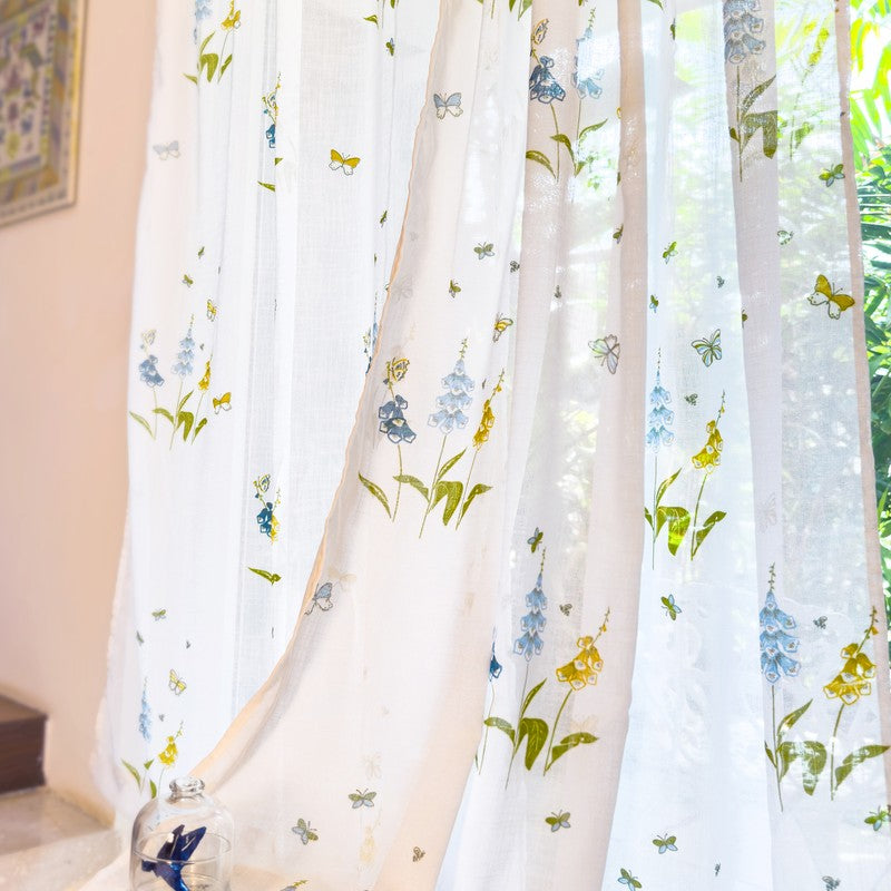 Tranquebar Home Petal Whisper Polyester Curtains(Blue) - Set Of Two media 4