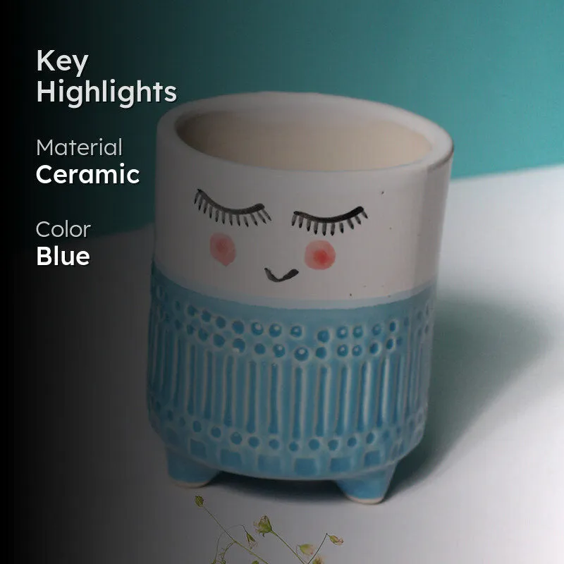 Plant Pal Ceramic Planter - Blue media 2