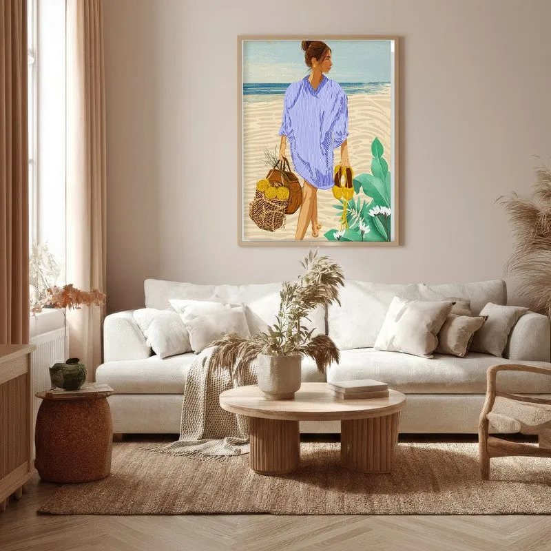 Coastal Escape Canvas Wall Painting - Brown Frame media 5