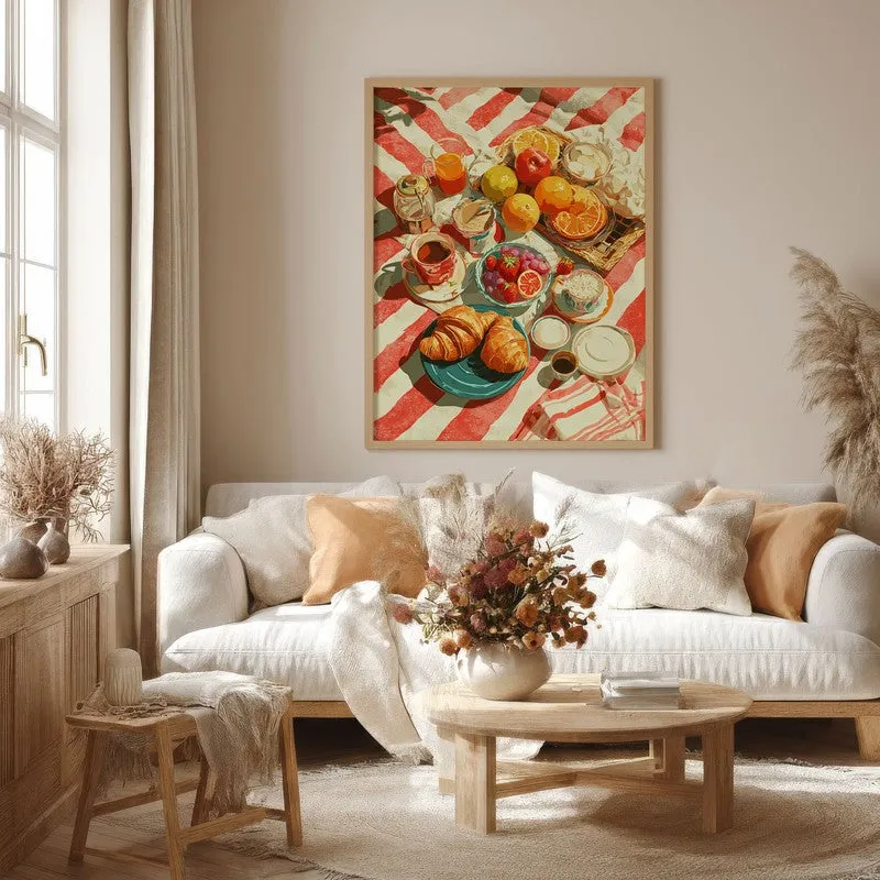 Scarlet Spread Canvas Wall Painting - Brown Frame media 4