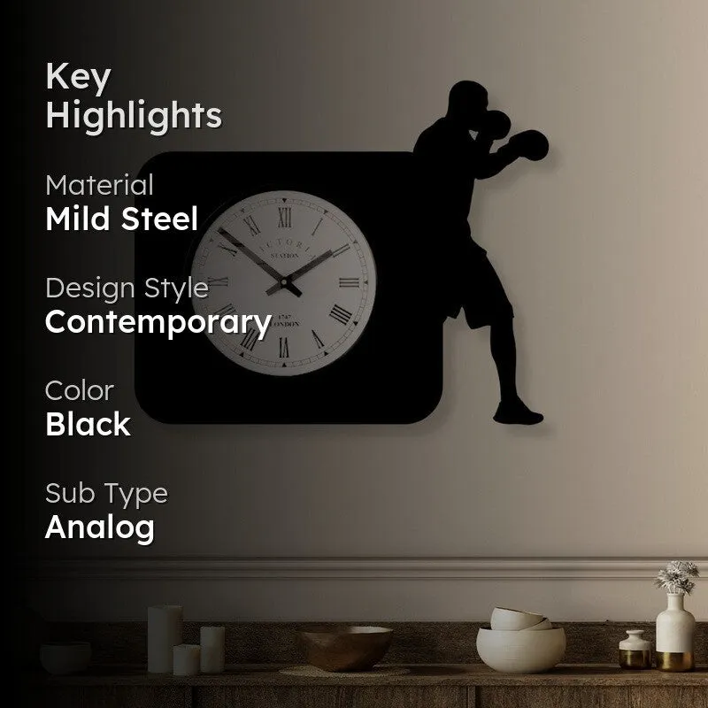 Boxer Steel Analog Wall Clock - Black media 2