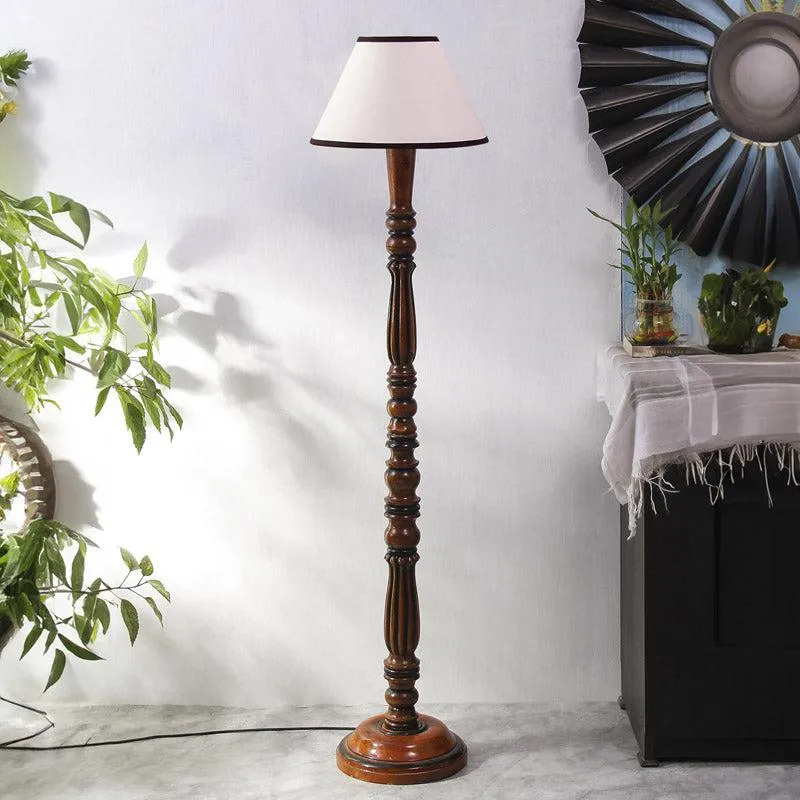Masiya Vintage Wooden Floor Lamp - White&Black media 3