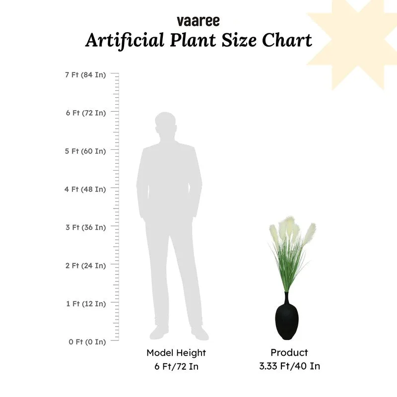 Artificial White Pampas Grass Without Pot - 3.3 Feet media 8