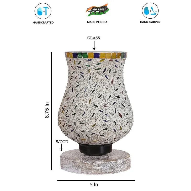 Aurean Mosaic Glass Table Lamp With Wooden Base - Multicolor media 8