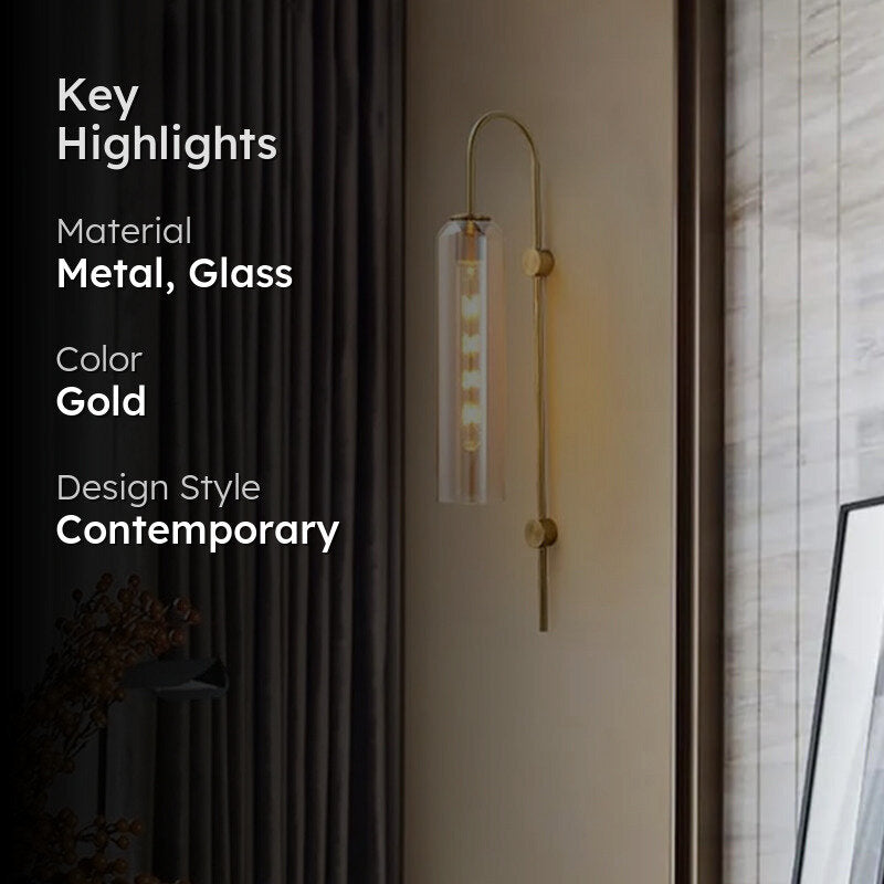 Loft Drop Metal & Glass Wall Lamp - Gold image 2
