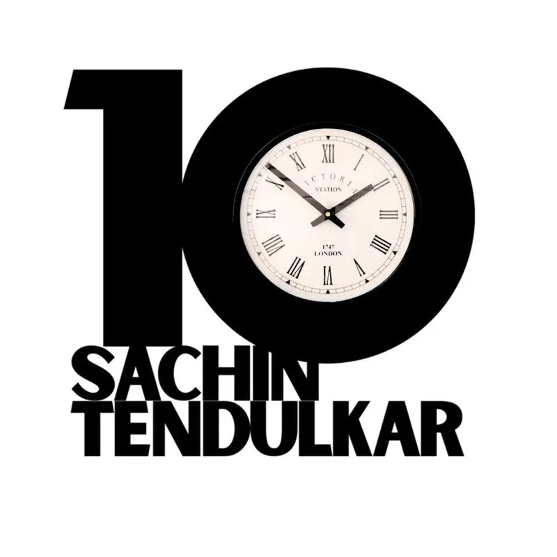 Sachin Tendulkar Steel Analog Wall Clock - Black media 4