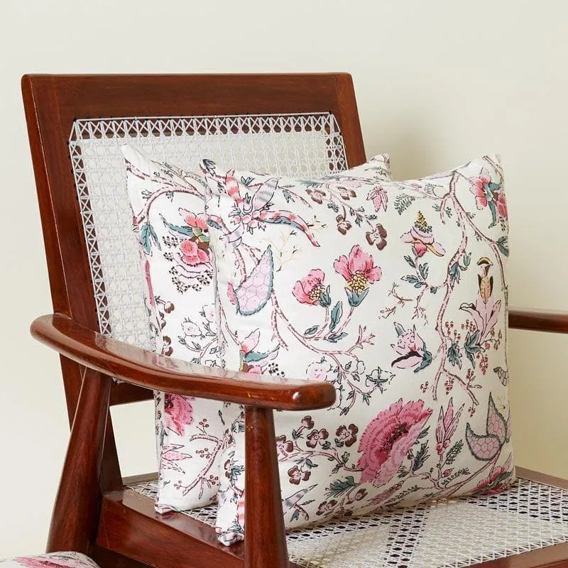 Lushlie Blooms Cotton Cushion Cover (Pink) - Set Of Two media 3