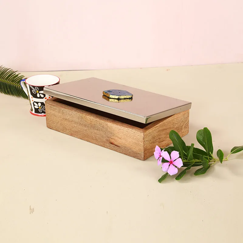 Stove Chest Wood & Agate Storage Box - Green media 1