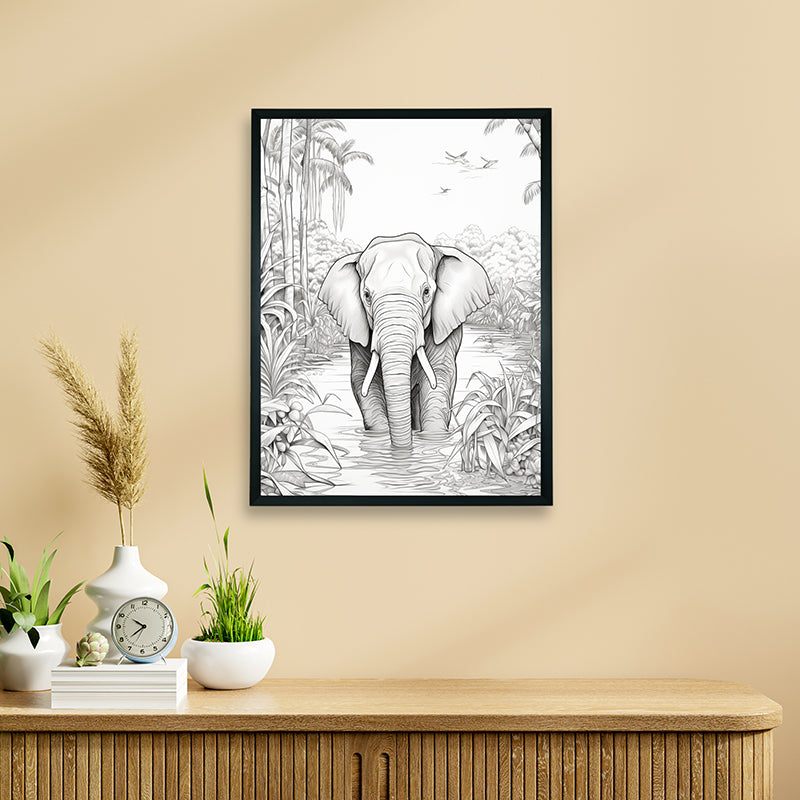 Elephant Sketch Canvas Wall Art