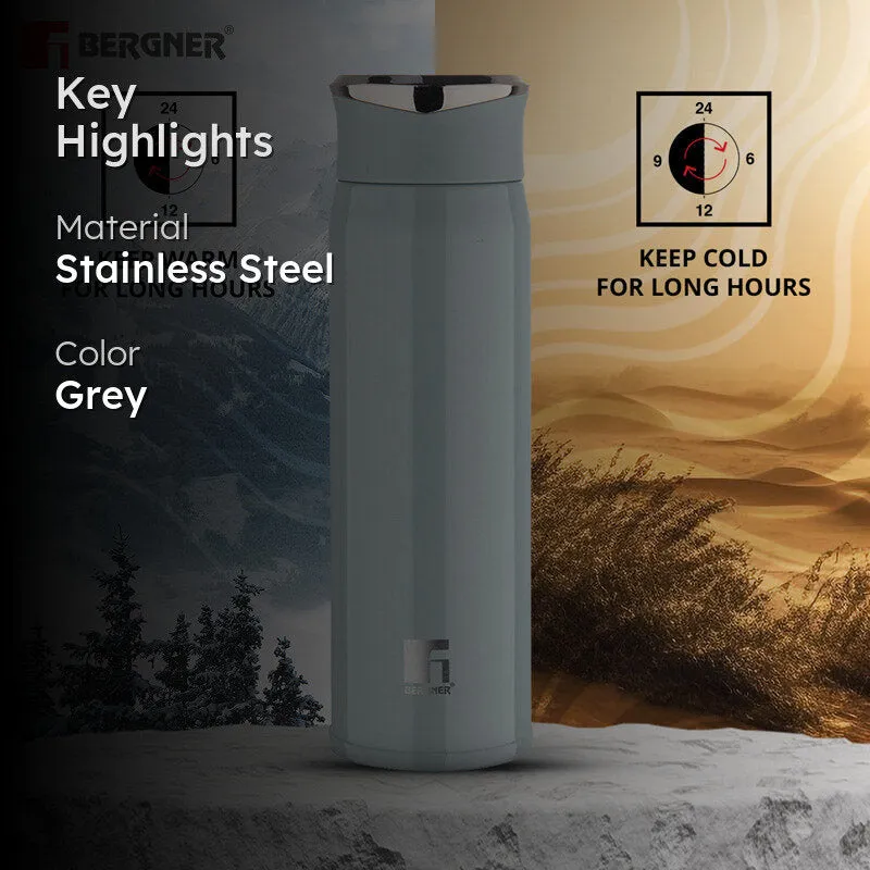 Bergner Walking Carry Cask Thermosteel Hot And Cold Flask (Grey) - 450 mL media 2