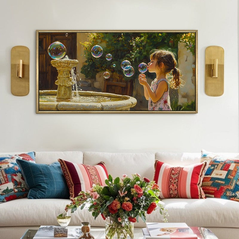 Sunlit Play Canvas Wall Painting With Frame