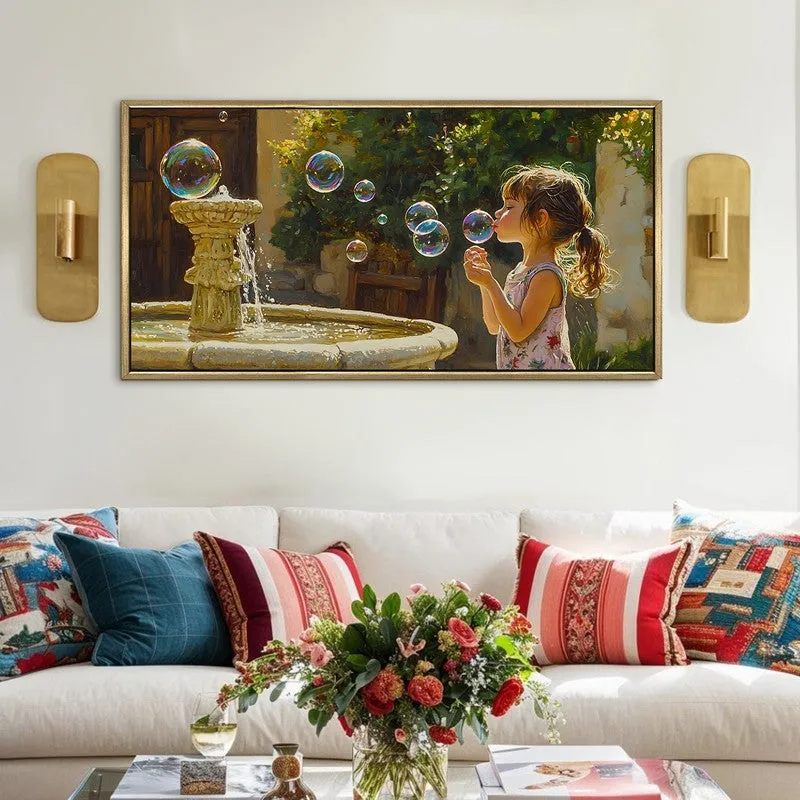 Sunlit Play Canvas Wall Painting With Frame media 1