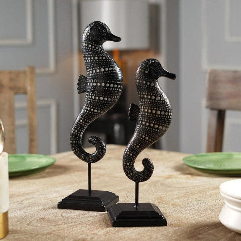 Tribal Wave Seahorse Showpiece - Set Of Two media 4