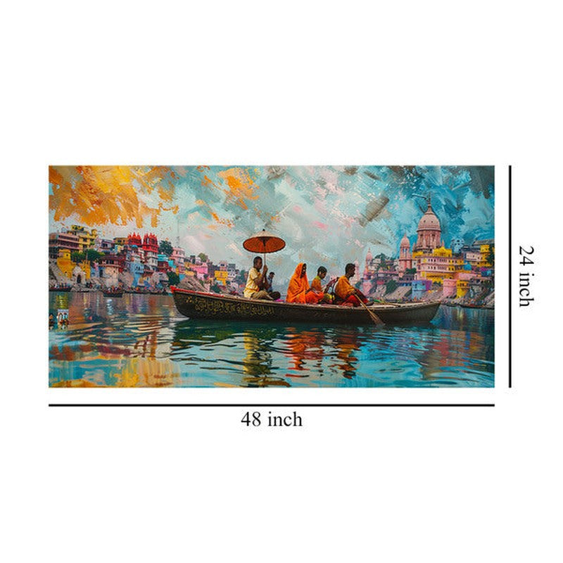 Dynamic Banaras Ghats Poly Canvas Wall Painting media 8