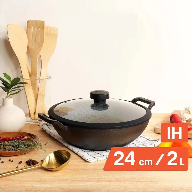 Meyer Cast Iron Kadhai with Lid - 2000 mL media 5