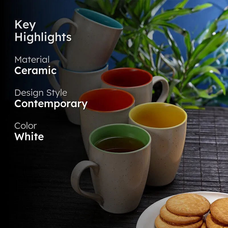 Nitna Ceramic Coffee Mug (250 mL Each) - Set of Six media 2