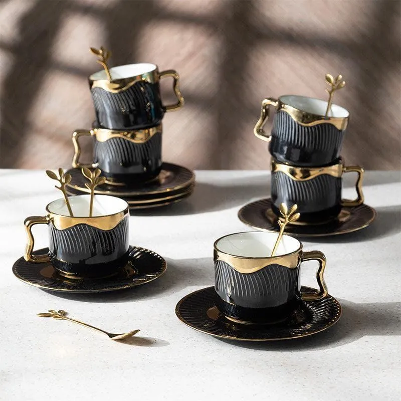 Hairi Cup & Saucer (Black) -Set of Six media 1