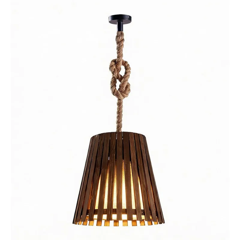 ConicalCage Wooden Ceiling Lamp - Brown media 7