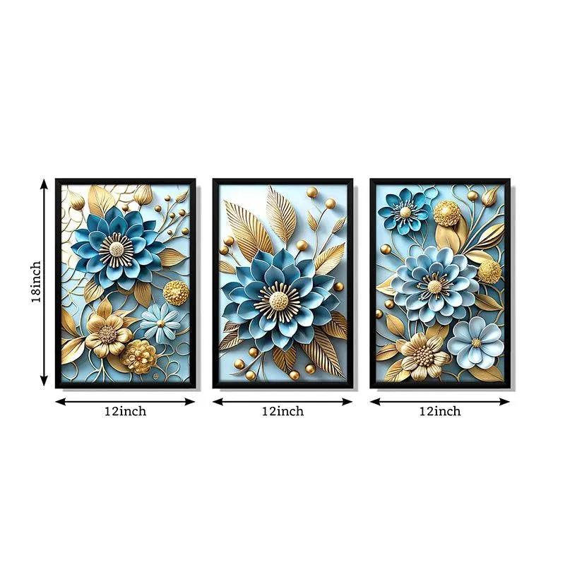 Elysian Blooms Wall Art With Frame - Set Of Three media 8