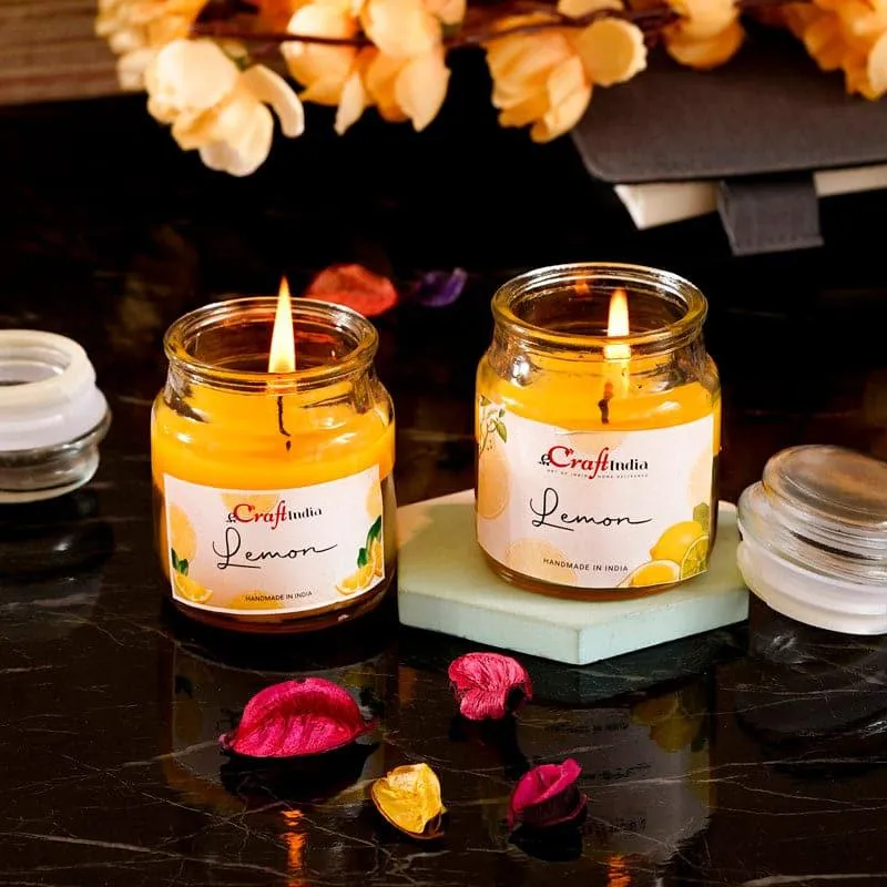 Nithya Lemon Scented Jar Candle - Set Of Two media 4
