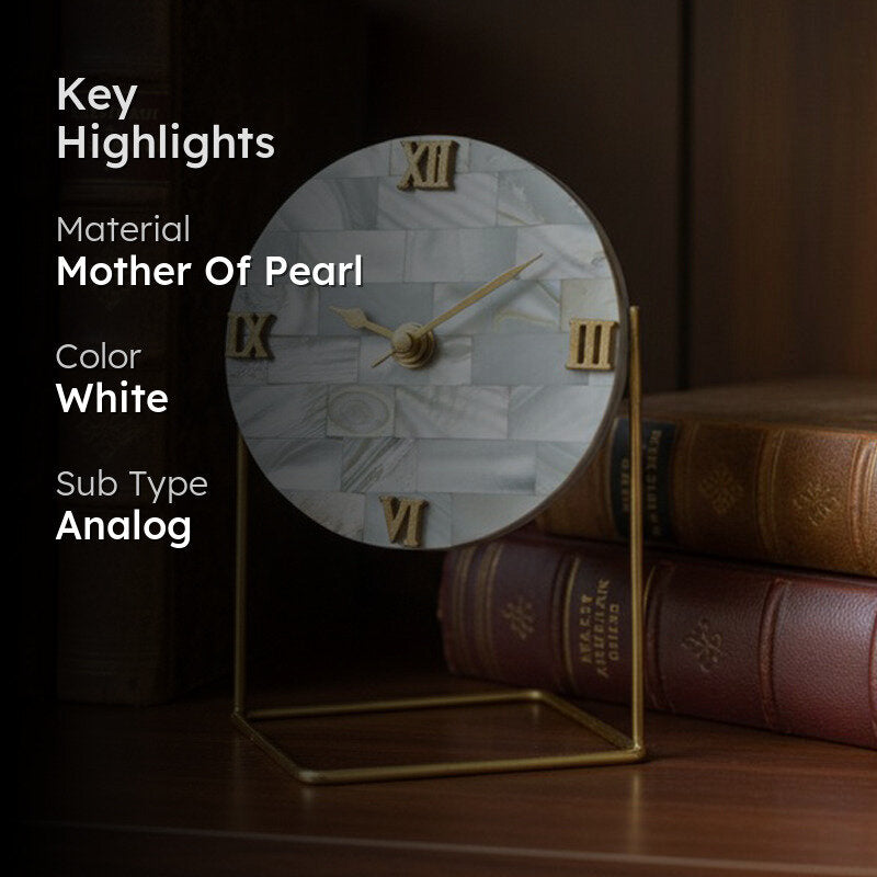 Toshi Handcrafted Mother Of Pearl Table Clock media 2