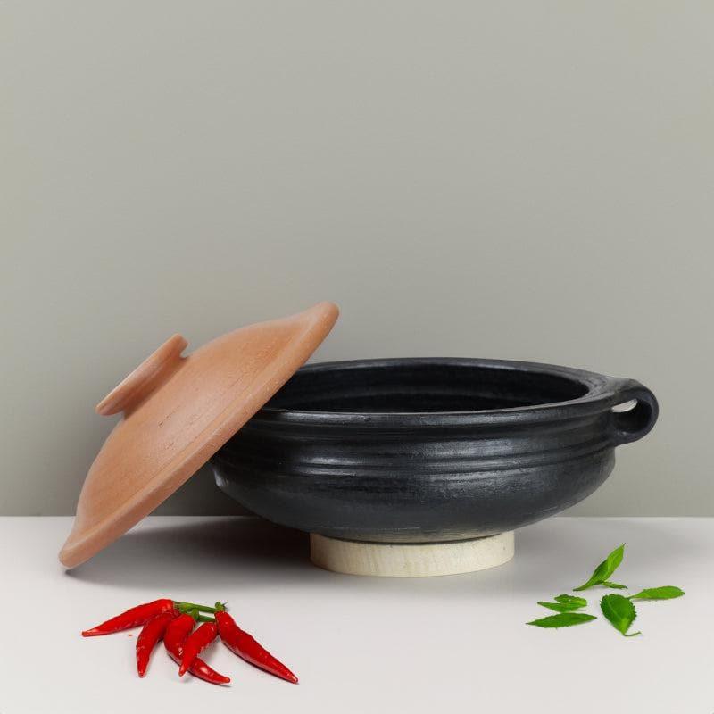 Dilaab Urali Clay Pot With Lid Black 1000 mL / 8 Inches media 3