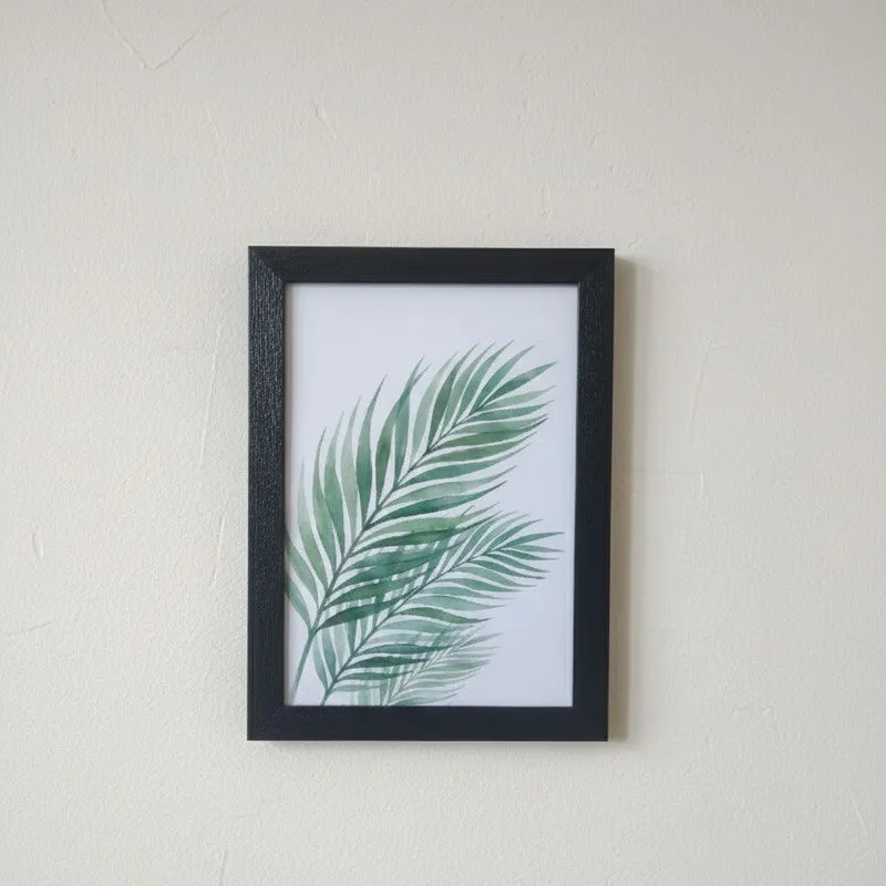 Minimalist Green Botanical Wall Painting With Black Frame - Set Of Three media 6