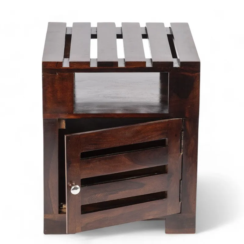 Wverix Sheesham Wooden Side & Bedside Table - Taupe media 3
