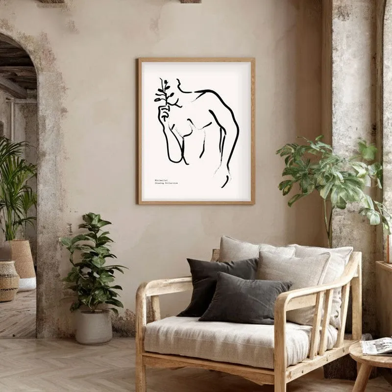 Tender Veil Canvas Wall Painting With Brown Frame media 5