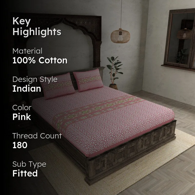 LuxeHaven Cotton Bedsheet (Pink) - 180 TC media 2