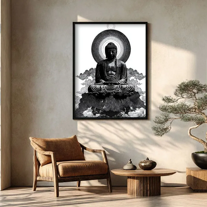 Buddha of Inner Stillness Wall Painting With Black Frame media 1