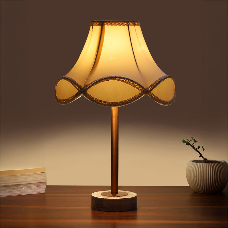 Valencia Arc Rodin Wooden Table Lamp - OffWhite,Copper,White