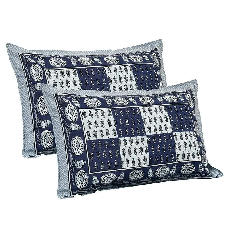 Kumuda Printed Cotton Bedsheet (Blue) - 160 TC media 5