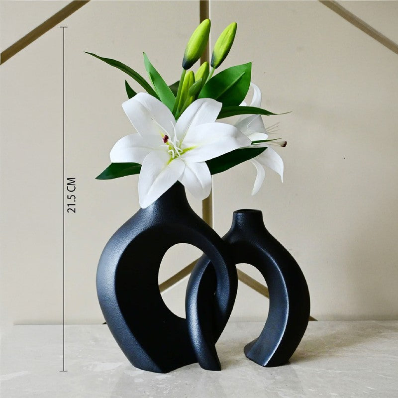 Harmony Loop Sculptural Ceramic Vase Set (Black) - Set Of Two media 6