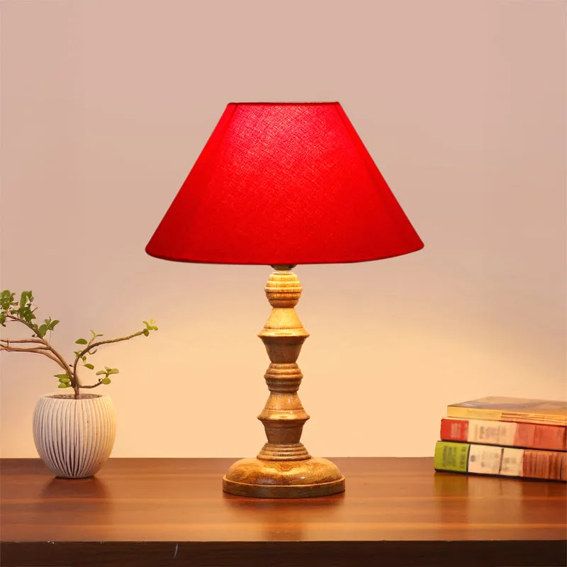 Cotin II Timber Wooden Table Lamp - Red,Brown media 2